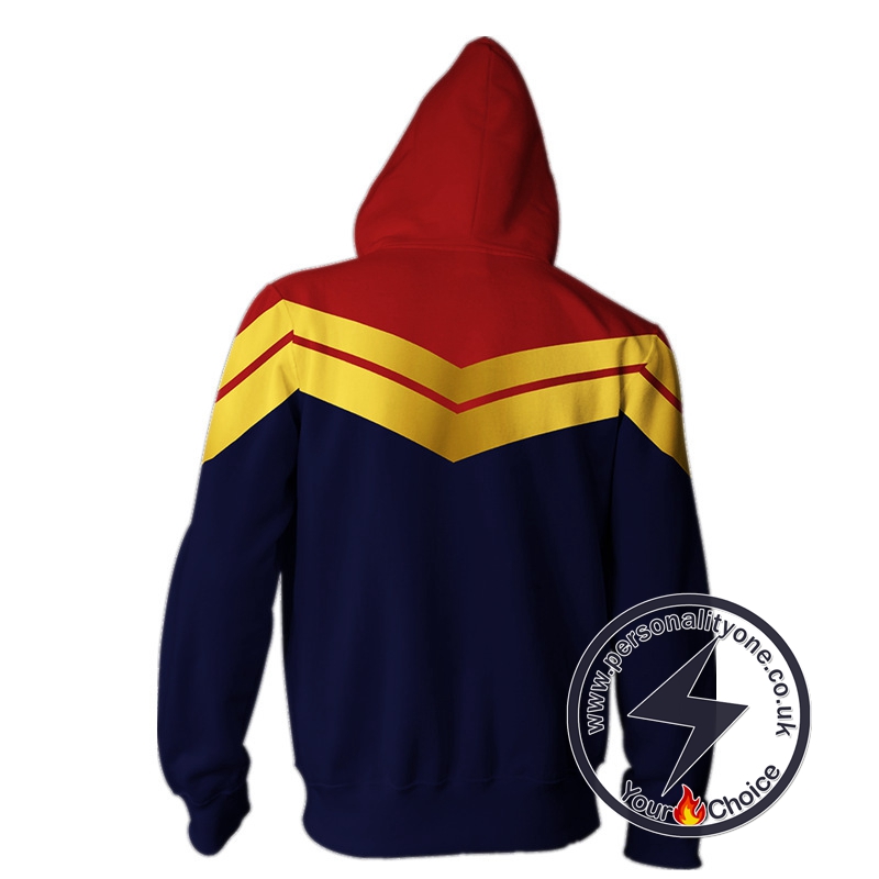 Captain Marvel Cosplay Costume Carol Danvers-Captain Marvel Zip Up Hoodie